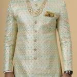 Traditional Lemon-Yellow Sequin Embroidered Sherwani | Father Son Combo | Perfect Groom Wear Achkan